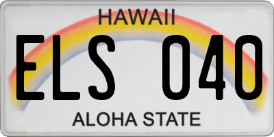 HI license plate ELS040