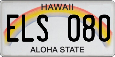HI license plate ELS080