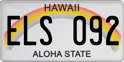 HI license plate ELS092