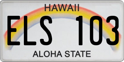 HI license plate ELS103