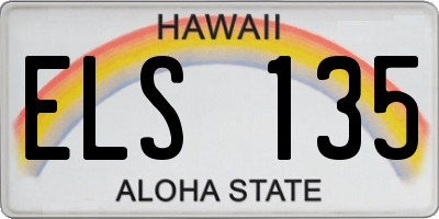 HI license plate ELS135