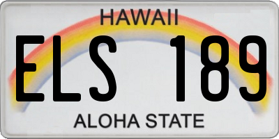HI license plate ELS189