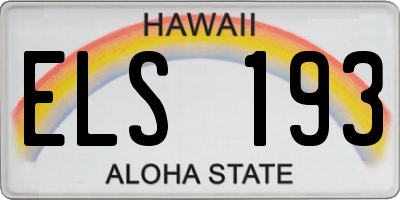 HI license plate ELS193
