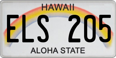 HI license plate ELS205