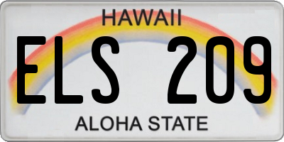HI license plate ELS209