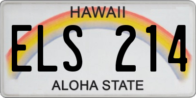 HI license plate ELS214