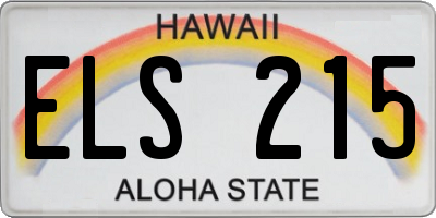 HI license plate ELS215