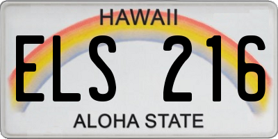 HI license plate ELS216