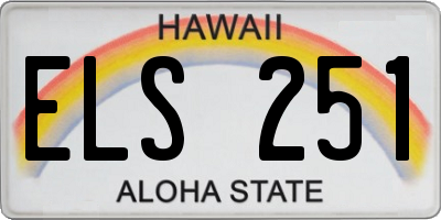 HI license plate ELS251