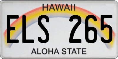 HI license plate ELS265