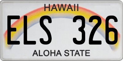 HI license plate ELS326