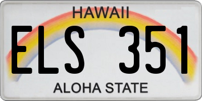 HI license plate ELS351