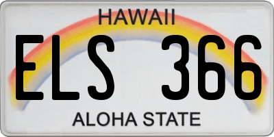HI license plate ELS366