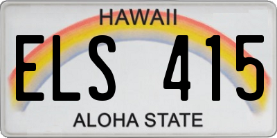 HI license plate ELS415