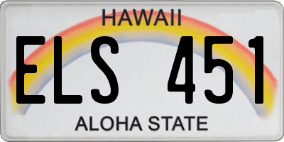 HI license plate ELS451