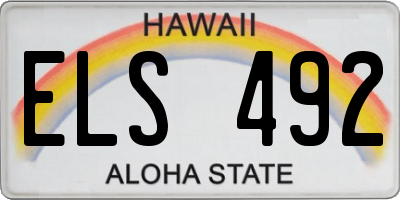 HI license plate ELS492
