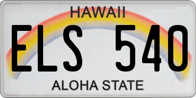 HI license plate ELS540