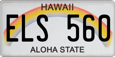 HI license plate ELS560