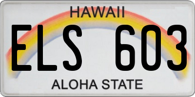 HI license plate ELS603