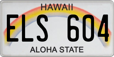 HI license plate ELS604