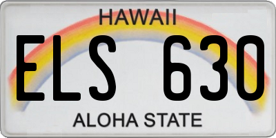 HI license plate ELS630
