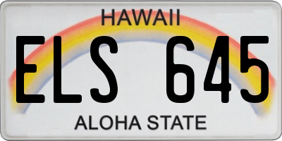 HI license plate ELS645