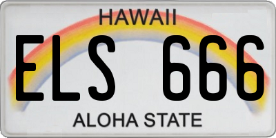 HI license plate ELS666