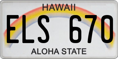 HI license plate ELS670