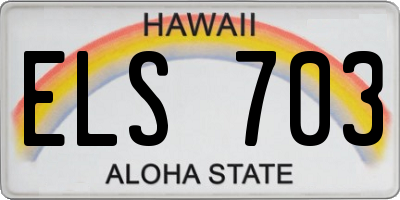 HI license plate ELS703