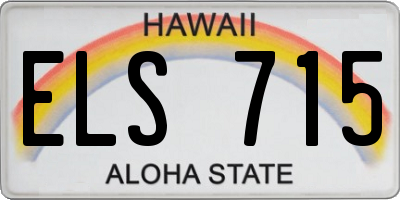 HI license plate ELS715
