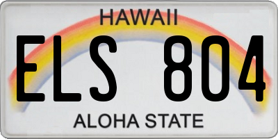 HI license plate ELS804
