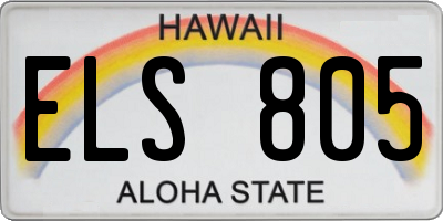 HI license plate ELS805