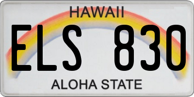 HI license plate ELS830