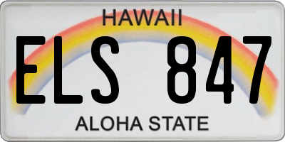 HI license plate ELS847