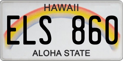 HI license plate ELS860