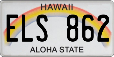 HI license plate ELS862
