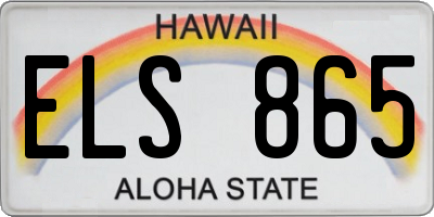 HI license plate ELS865
