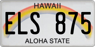 HI license plate ELS875