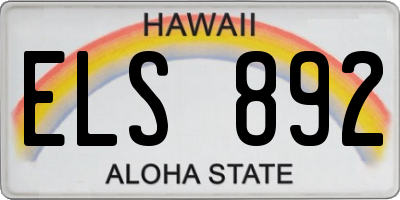 HI license plate ELS892