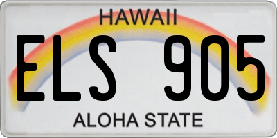 HI license plate ELS905