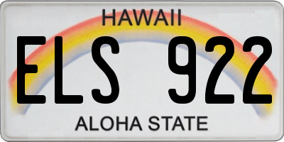 HI license plate ELS922
