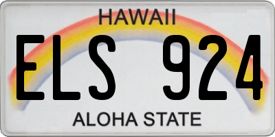 HI license plate ELS924