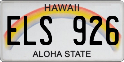 HI license plate ELS926