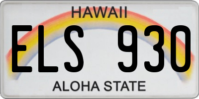 HI license plate ELS930