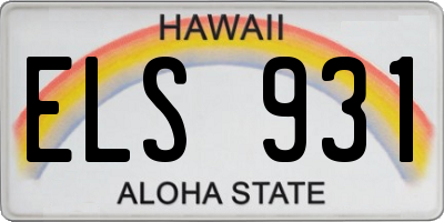 HI license plate ELS931