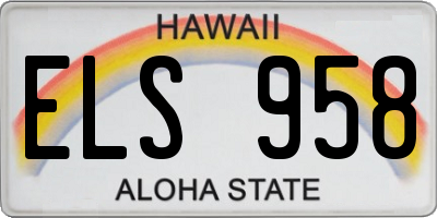 HI license plate ELS958