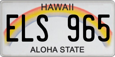 HI license plate ELS965