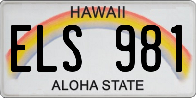 HI license plate ELS981