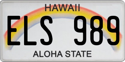 HI license plate ELS989