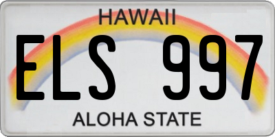 HI license plate ELS997